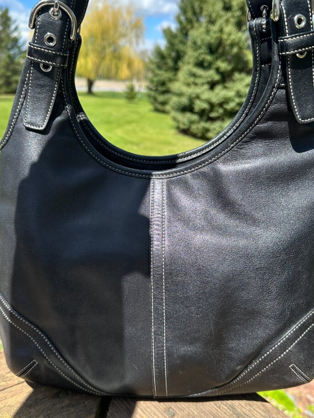 COACH 9249 Vintage Shoulder Bag Magnetic Leather Black Silver Hardware - Picture 3 of 11